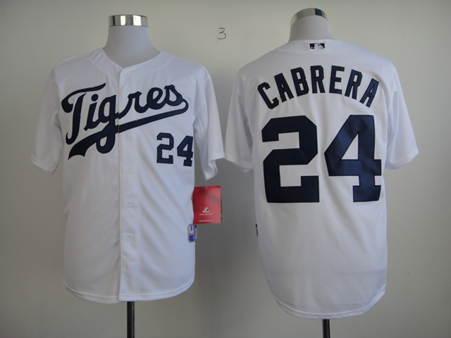 Men Detroit Tigers #24 Cabrera White MLB Jerseys1->detroit tigers->MLB Jersey